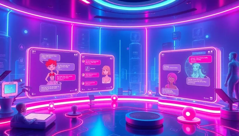Engaging digital landscape of nsfw ai chatbots with animated characters.