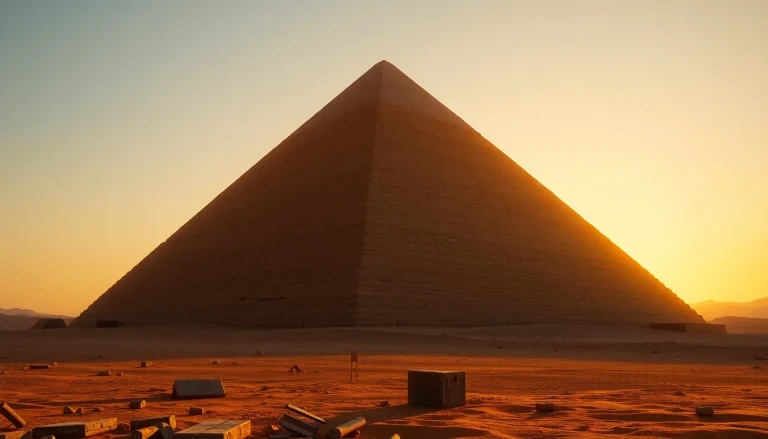 Discover the majesty of the piraminds at Giza under a sunset, showcasing ancient relics.
