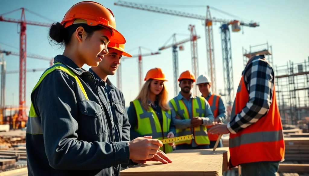 Engaged construction apprenticeships carolinas team collaborating on a busy site.