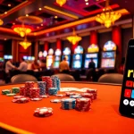 Engaging poker scene showcasing rr88 gratis with vibrant chips and cards on a luxurious casino table.