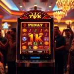 Slot depo 1k dimainkan pada mesin slot menampilkan suasana kasino yang bersemangat