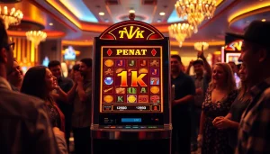 Slot depo 1k dimainkan pada mesin slot menampilkan suasana kasino yang bersemangat