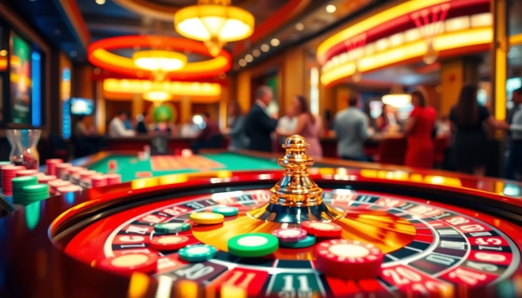 Engaging csgo gambling sites scene with a lively roulette table and colorful chips.
