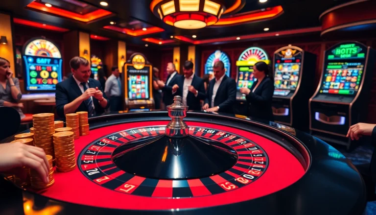 Players enjoying a thrilling roulette game at 6FF casino with vibrant atmosphere.