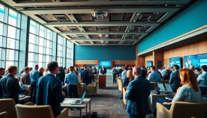 Engaging construction networking events atmosphere with professionals exchanging ideas.