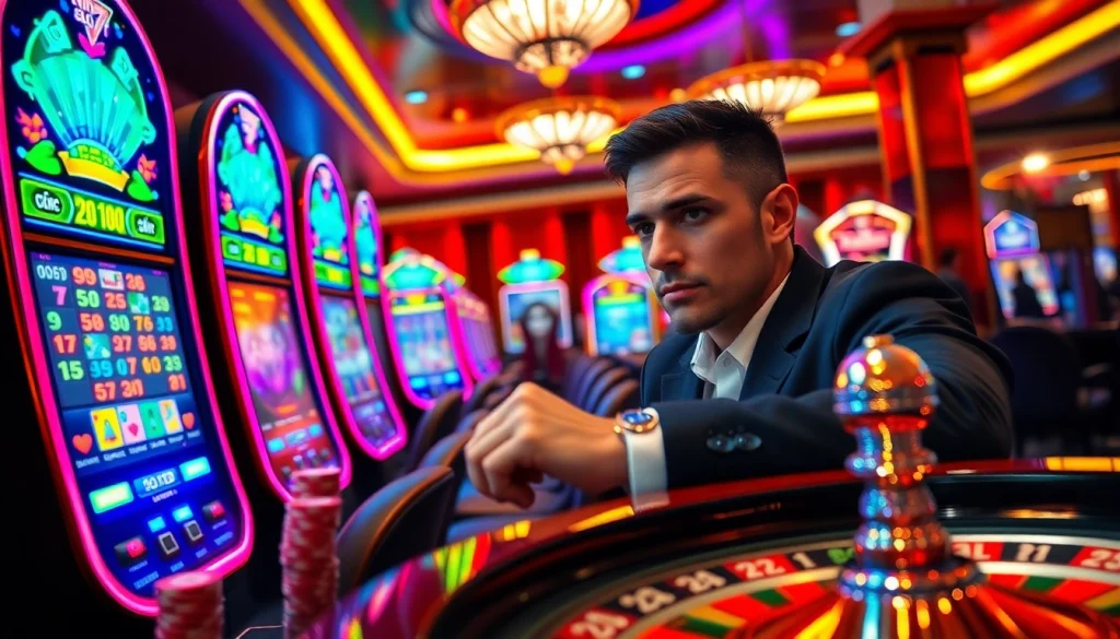 Experience the thrill of idn slot 777 with a high-stakes gambler at a vibrant casino.