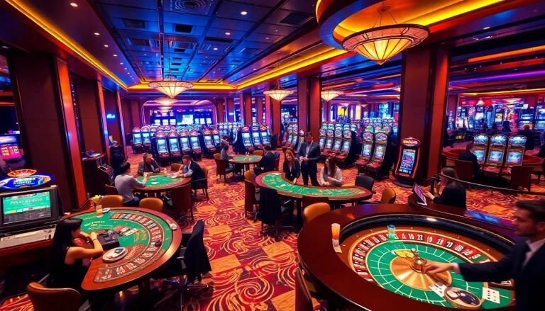 Engaging MM88 casino environment featuring vibrant gaming tables and excited players.