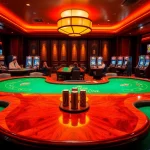 SODO-themed luxurious casino interior with players at blackjack and poker tables.