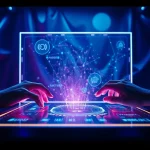 Futuristic scene highlighting NSFW AI capabilities with holographic interface and dramatic lighting.