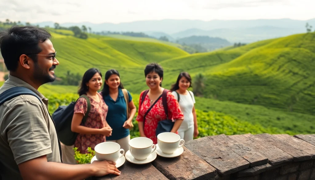 Captivating scene of tourists at https://privatetourssrilanka.com enjoying vibrant landscapes and local culture.