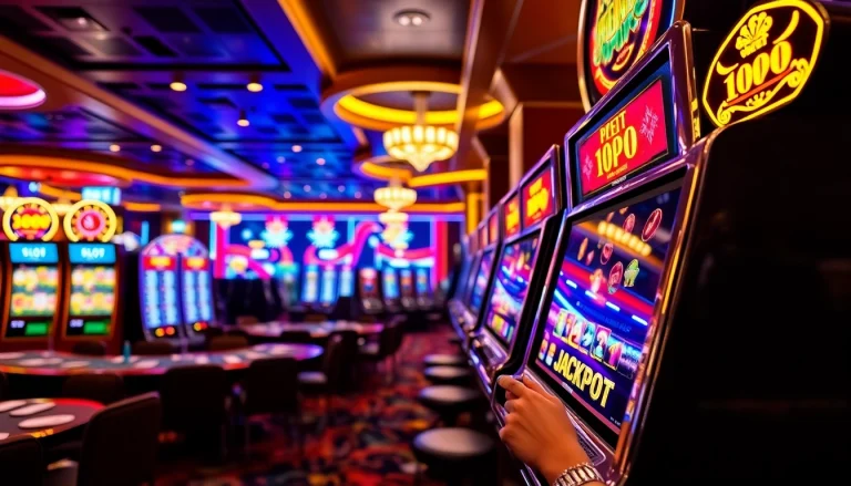 Rasakan kemenangan mendebarkan di slot depo 1000 dengan mesin slot kasino yang penuh warna dan pemain yang antusias.