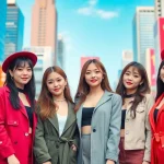 Portrait of blackpink members Jisoo, Jennie, Rosé, and Lisa showcasing their vibrant energy and style.