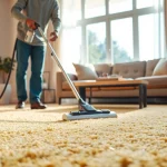 Experience carpet cleaning specials with professional service in a bright living room.