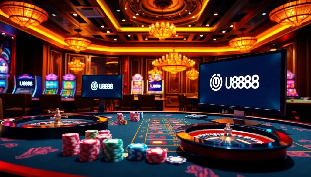 Experience thrilling gameplay at U888 with vibrant casino tables and engaging slot machines.