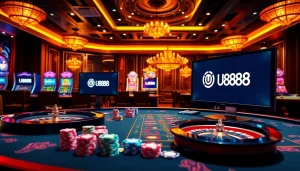 Experience thrilling gameplay at U888 with vibrant casino tables and engaging slot machines.