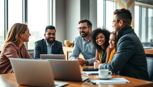 Showcasing founder leadership insights through a dynamic team discussion in a bright office.