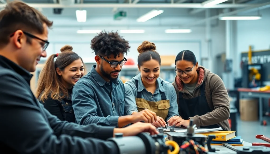 Engaged students at Trade School Knoxville TN collaborating on technical projects.