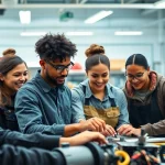 Engaged students at Trade School Knoxville TN collaborating on technical projects.