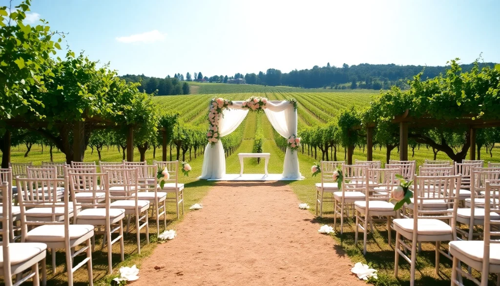 Capture Clarksburg Wedding Venues with a stunning outdoor vineyard ceremony setup.