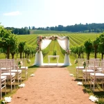 Capture Clarksburg Wedding Venues with a stunning outdoor vineyard ceremony setup.