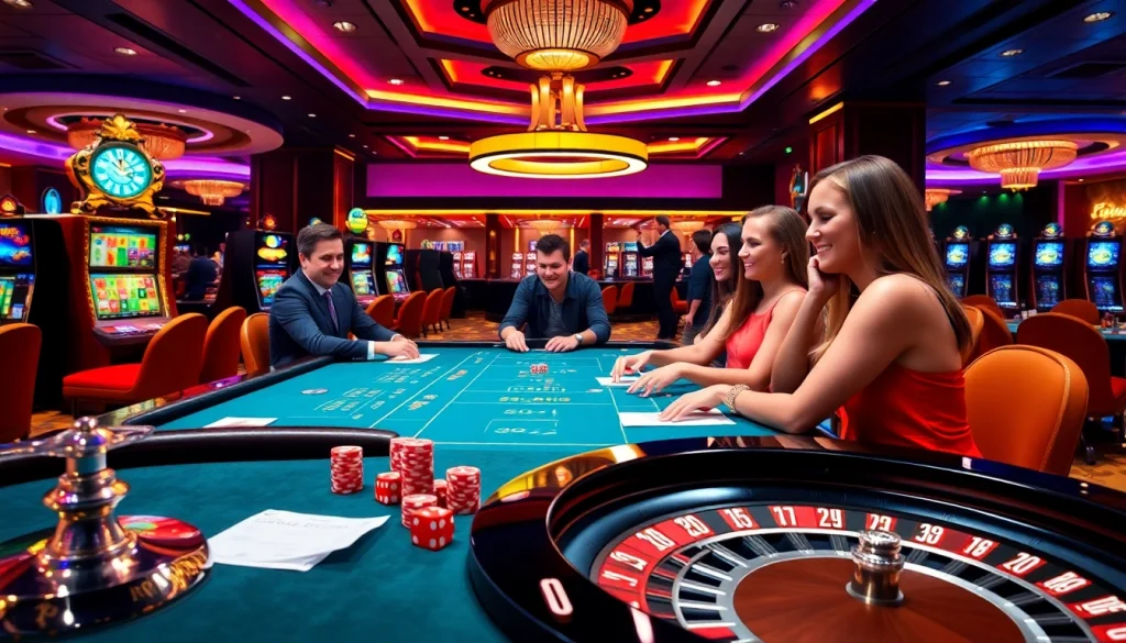 Experience the thrill of gaming at SODO Casino with vibrant tables and engaging gamblers.