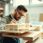 Erstellen eines architekturmodellbau Bielefeld mit detaillierten Werkzeugen und Materialien.