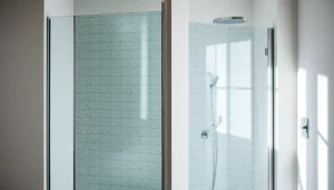 Showcase of sunney shower doors in a modern bathroom design, highlighting its sleek features.