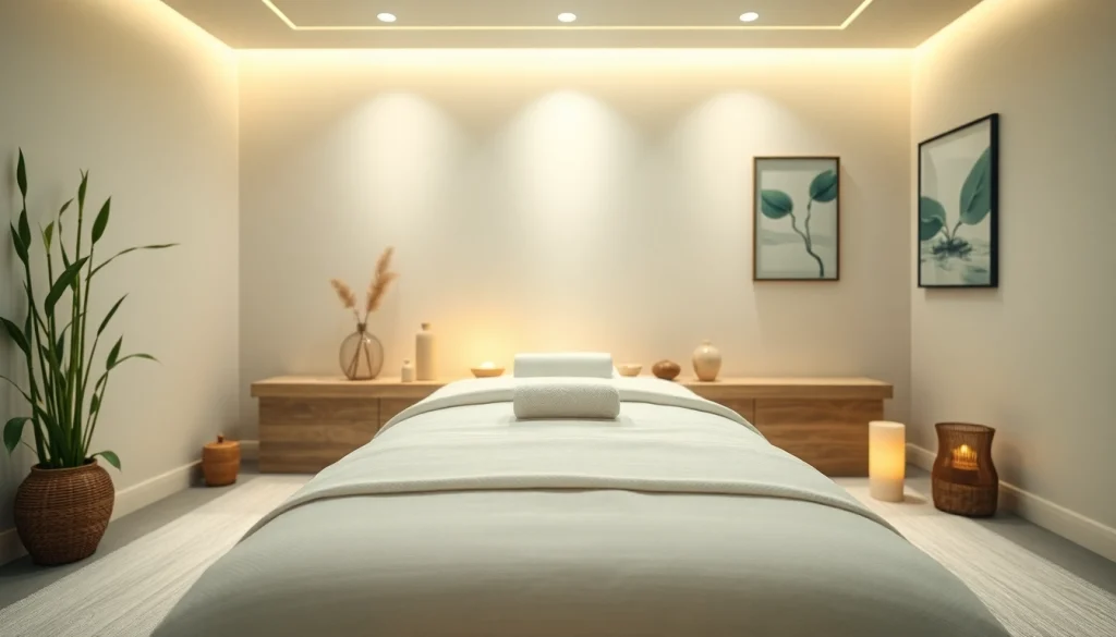 편안한 분위기와 장식 요소가 있는 진정한 스웨디시 마사지 치료실