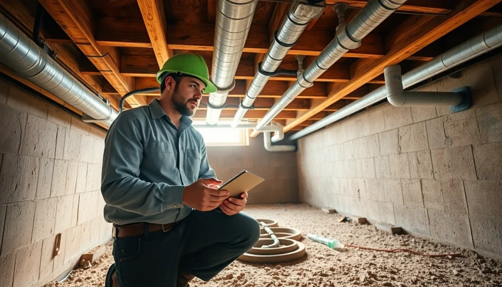 Crawl Space Restoration inspection highlighting restoration tools and environment.
