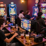 Sesi permainan online laoban188 yang menarik dengan pemain menikmati mesin slot yang penuh warna.