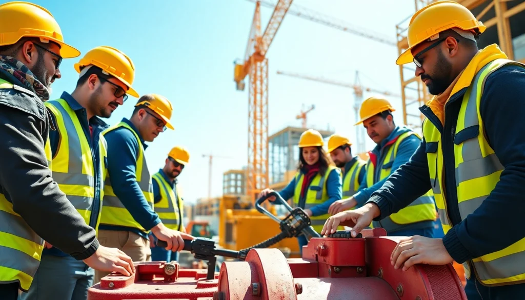 Engaged trainees participating in construction training programs at an active job site.