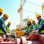 Engaged trainees participating in construction training programs at an active job site.