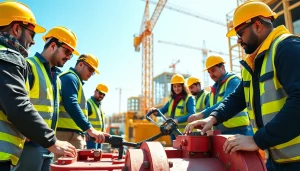 Engaged trainees participating in construction training programs at an active job site.