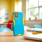 Handytasche Schule zeigt stylisches Design, ideal für den Schulgebrauch in einem Klassenzimmer.