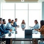 Team collaborating on Strategy Capture Management in a modern conference room.