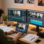 Video to prompt ai technology in an innovative workspace showcasing AI video generation analysis.