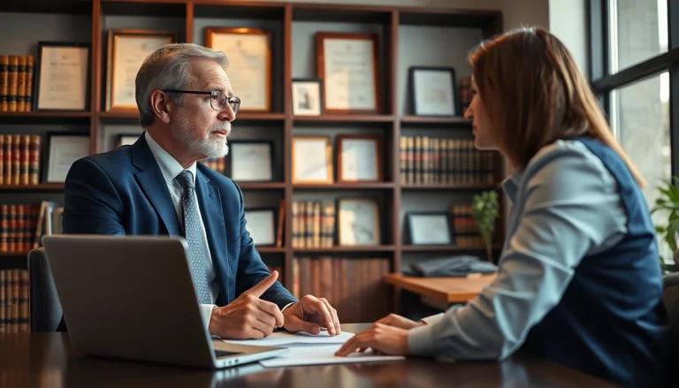 Strafverteidiger berät einen Mandanten in einem modernen Kanzleibüro.