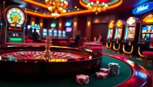 Experience thrilling gameplay at shbet with luxurious casino elements like poker chips and roulette.