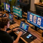 Engaging online gaming experience with lc88 games displayed on multiple screens.