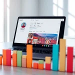 instagram 日本人フォロワー 購入を促すグラフを表示したノートパソコンのイメージ