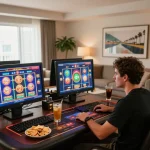 Player enjoying an immersive casino online americani experience from home, engaged in authentic gameplay.