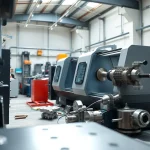 Custom part manufacturer working on precision components in a modern workshop environment.