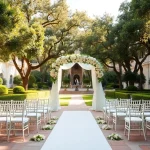 Beautiful Jacksonville Wedding Venue showcasing an elegant outdoor ceremony setup amidst lush greenery.