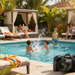 Dolphin Pool Services ensuring families enjoy their pools with vibrant outdoor spaces and cheerful atmosphere.