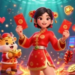 Spin the slot reels with vibrant casino elements, enjoying the excitement of gaming.