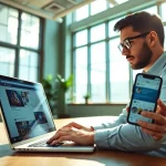 インスタ フォロワー 購入の効果を分析している現代的な作業スペースの利用者。