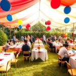 Party Rentals Near Me with vibrant decorations and setup for joyful outdoor events.