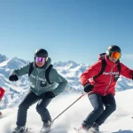 Experience Hot Chillys thermal wear enhancing skiers' performance on a snowy mountain.