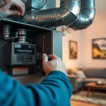 Install an American Standard furnace Canada in a cozy living room for efficient heating.