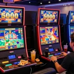 Exciting online gaming atmosphere featuring players engaging with slot machines focusing on slot deposit 5000 opportunities.